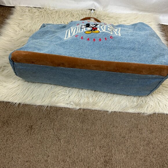 Vintage Mickey Mouse Denim Duffle Travel Gym Bag - Picture 4 of 7